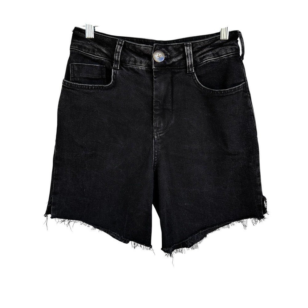 Pilcro The Skipper Washed Black Raw Hem Denim Shorts‎ Womens 26 High Rise